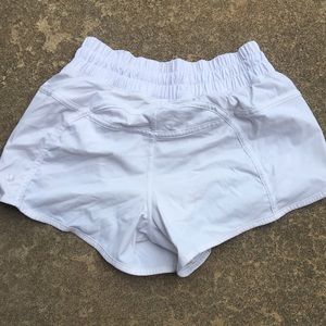 All white LuluLemon Shorts!